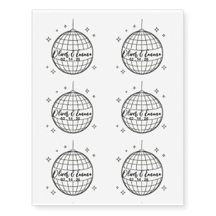 Bride & Groom Personalized Wedding Disco Ball Name Temporary Tattoos