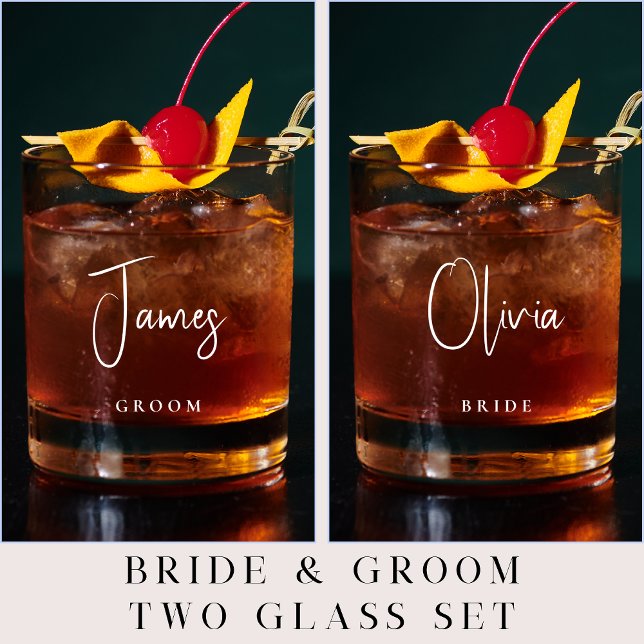 Bride Groom Personalized Wedding Whiskey Glass (Creator Uploaded)