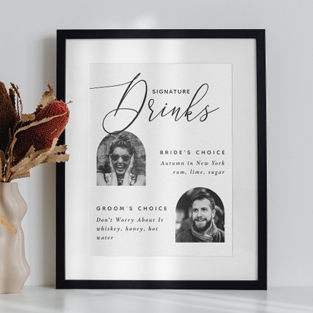 Bride & Groom Photo Signature Drinks | Wedding Bar Poster (Creator Uploaded)
