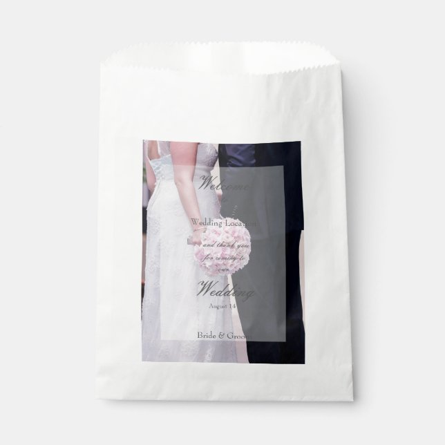 Bride & groom photography editable wedding favor bag (Front)