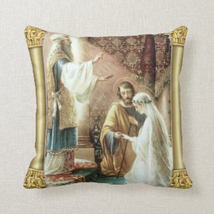 Bride & Groom Priest Wedding Engagement Throw Pillow