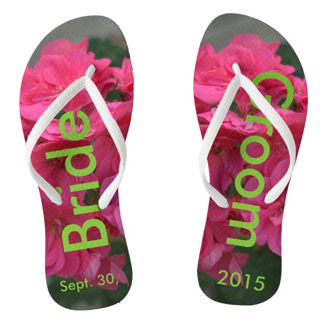 Bride Groom Rose Geranium Flip Flops (Footbed)