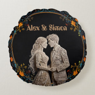 Bride & Groom Royal Classic Round Pillow