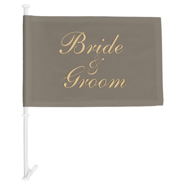 Bride & Groom Sandstone Wedding Flag (Front)