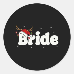 Bride Groom Santa Couples Christmas Outfits Xmas P Classic Round Sticker