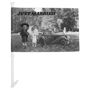 Bride Groom Scary Car Flag