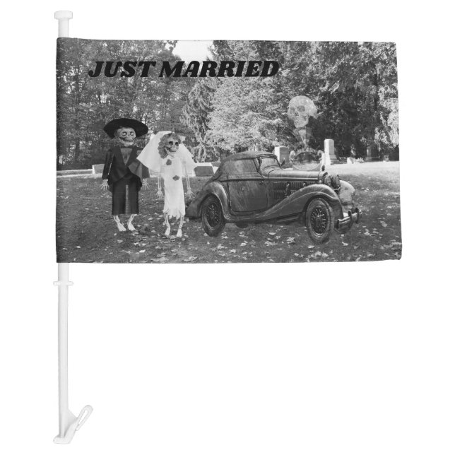 Bride Groom Scary  Car Flag (Front)