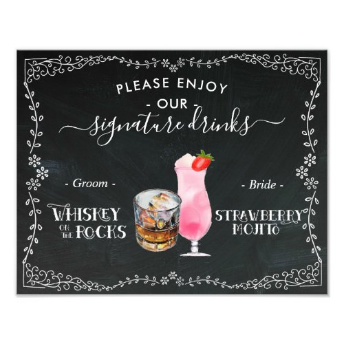 Bride  Groom Signature Drink Chalkboard Sign