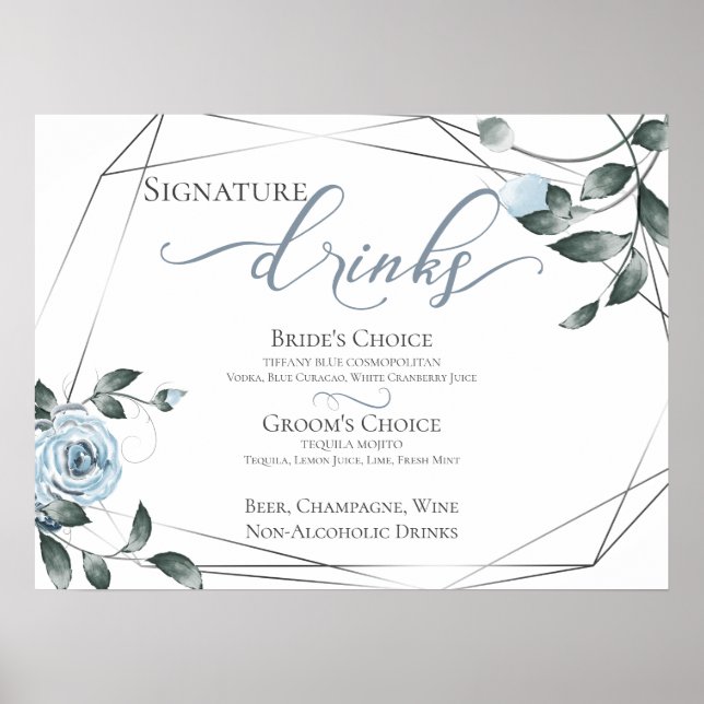 Bride Groom Signature Drinks Bar Menu Sign 2 (Front)