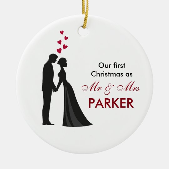 Bride Groom Silhouette Christmas Tree Ornament Zazzle Com