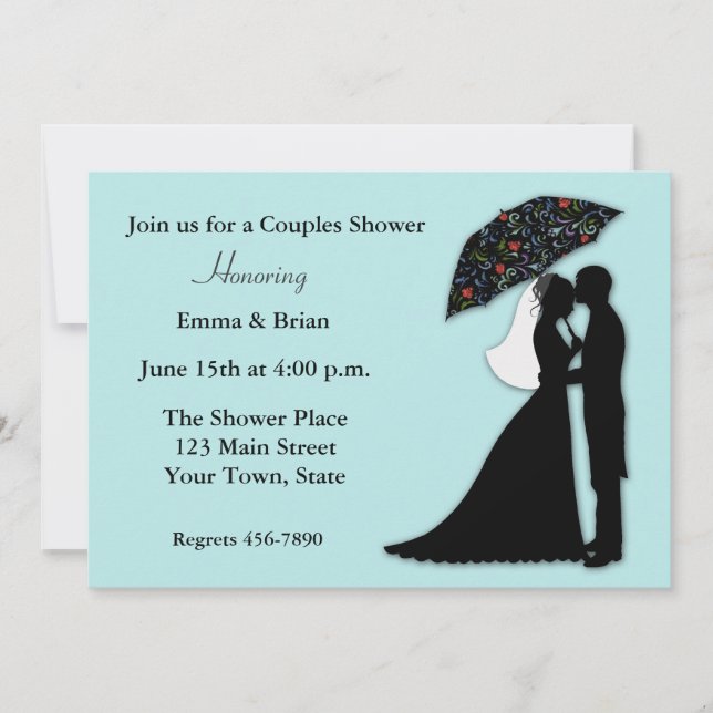 Bride Groom Silhouette Couples Shower Invitation (Front)