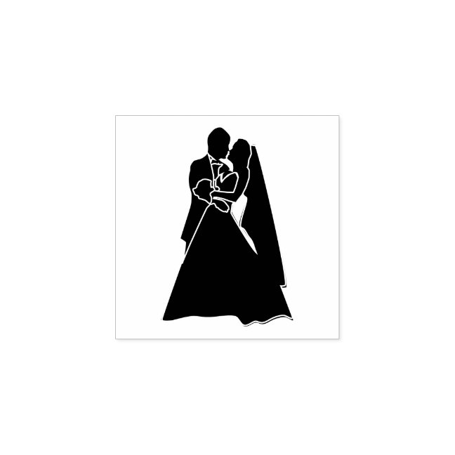 Bride Groom Silhouette Wedding Rubber Stamp