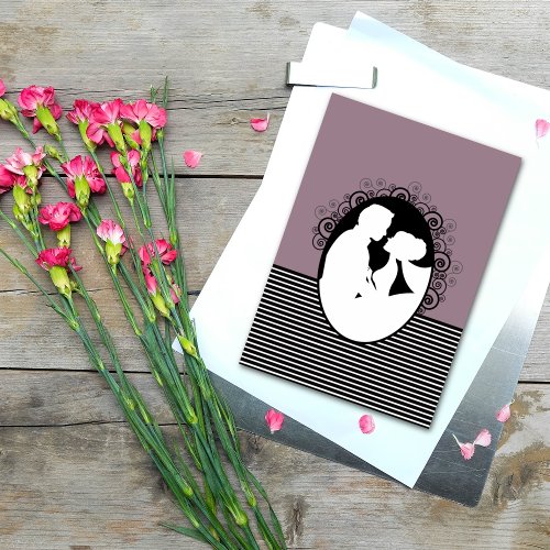Bride  Groom Silhouettes Save the Date Cards