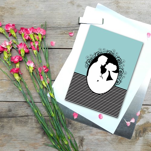 Bride  Groom Silhouettes Save the Date Cards