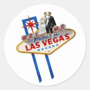 Bride & Groom sitting on Las Vegas Sign Sticker
