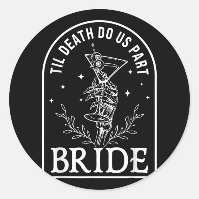 Bride Groom Skeleton Couple Matching Wedding Hallo Classic Round Sticker (Front)