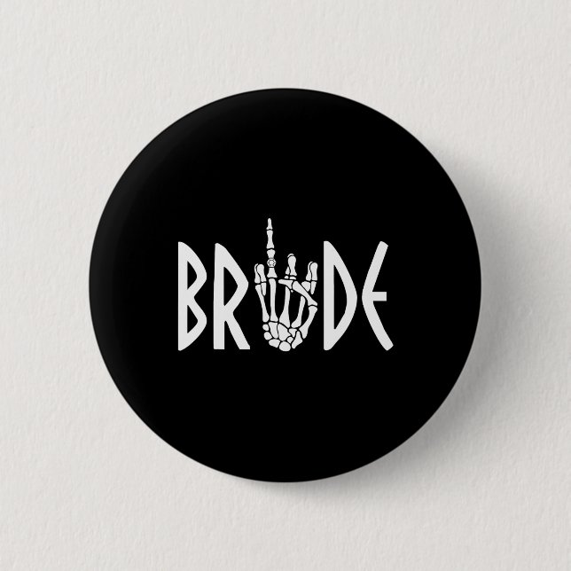 Bride Groom Skeleton Gothic Wedding Engagement Hal Button (Front)