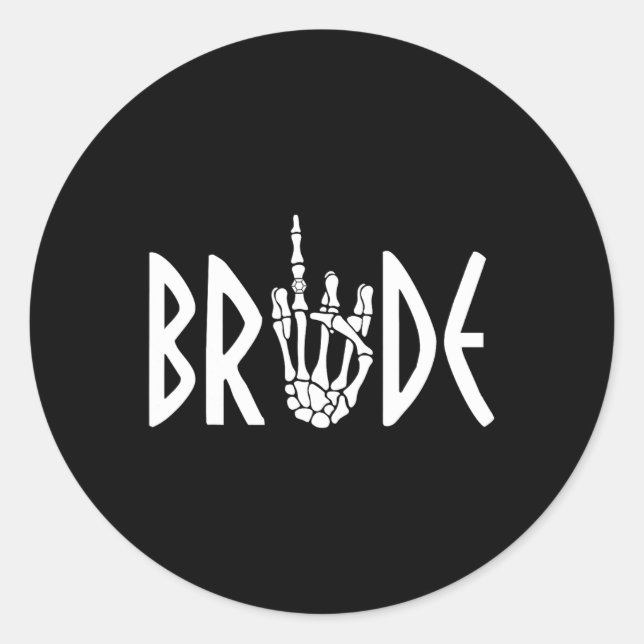 Bride Groom Skeleton Gothic Wedding Engagement Hal Classic Round Sticker (Front)