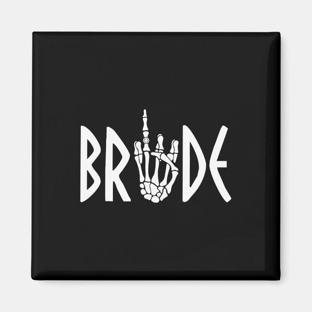Bride Groom Skeleton Gothic Wedding Engagement Hal Magnet (Front)