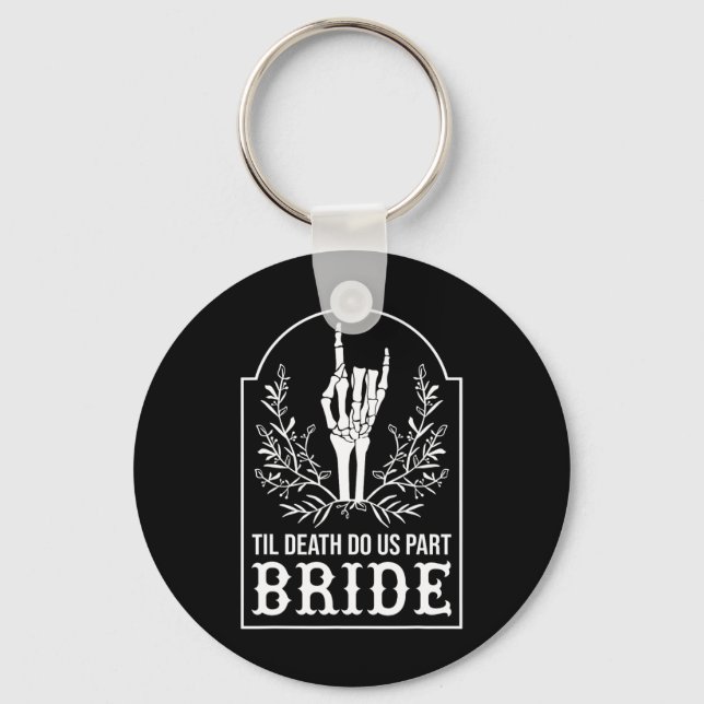 Bride Groom Skeleton Hand Couples Matching Wedding Keychain (Front)