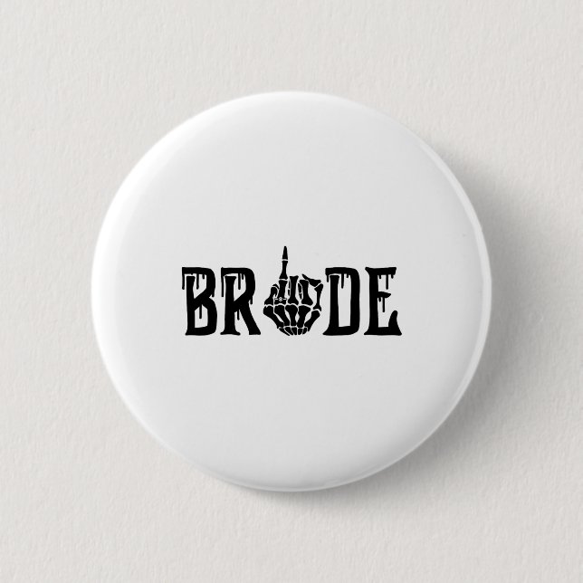 Bride Groom Skeleton Hand Halloween Wedding Bachel Button (Front)