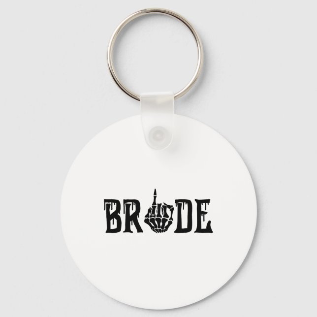 Bride Groom Skeleton Hand Halloween Wedding Bachel Keychain (Front)