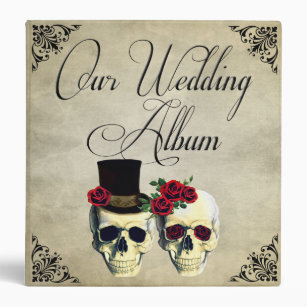 Bride & Groom Skull Wedding Photo Album 3 Ring Binder