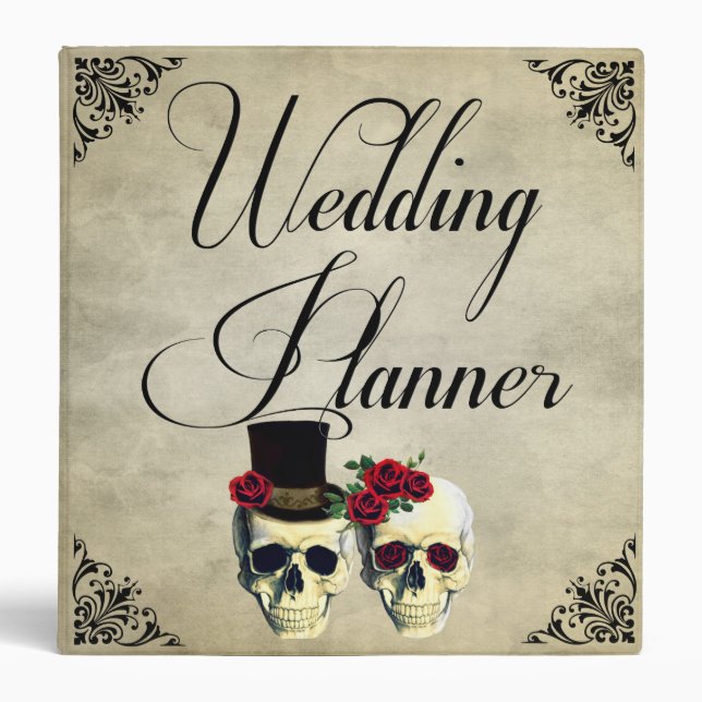 Bride & Groom Skull Wedding Planner Binder (Front)