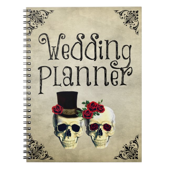 Bride & Groom Skull Wedding Planner Notebook (Front)