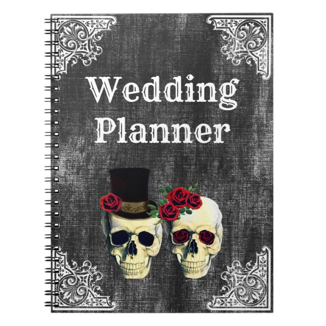 Bride & Groom Skull Wedding Planner Notebook (Front)