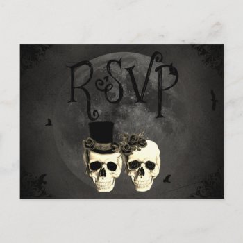 Bride & Groom Skull Wedding Rsvp Card by My_Wedding_Bliss at Zazzle
