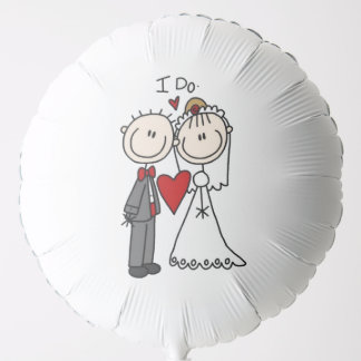 Bride & Groom Stick Figures Wedding I Do   Balloon