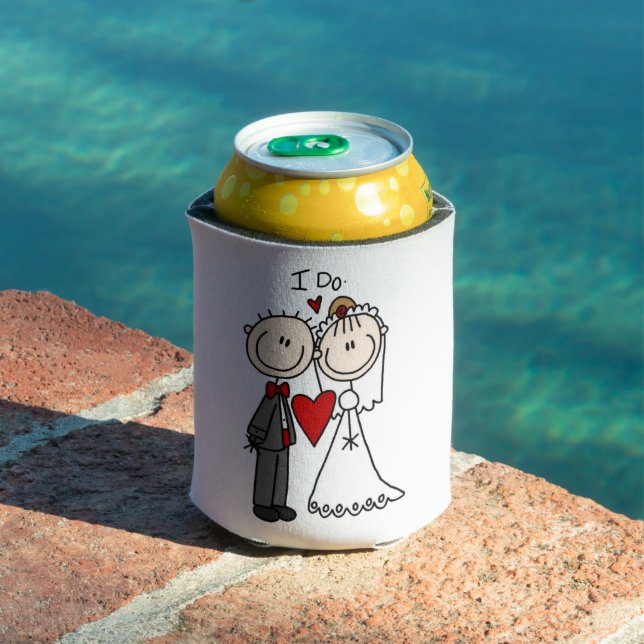 Bride & Groom Stick Figures Wedding I Do Can Cooler (In Situ Pool)
