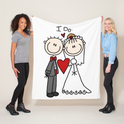 Bride  Groom Stick Figures Wedding I Do  Fleece Blanket