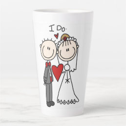 Bride &amp; Groom Stick Figures Wedding I Do  Latte Mug