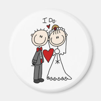Bride & Groom Stick Figures Wedding I Do   Magnet