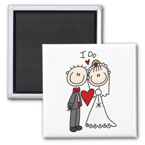 Bride  Groom Stick Figures Wedding I Do Magnet