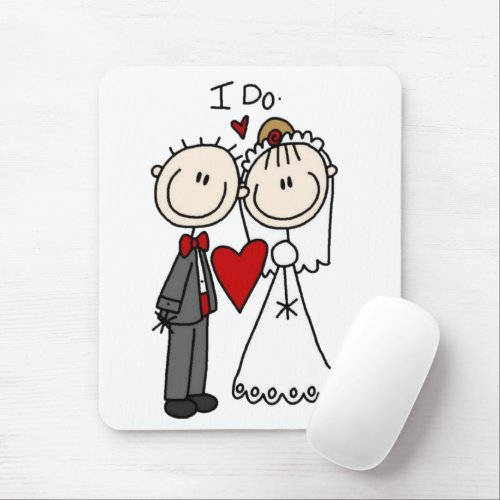 Bride  Groom Stick Figures Wedding I Do  Mouse Pad