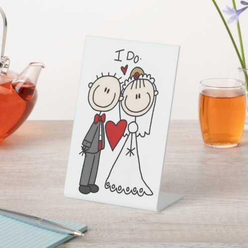 Bride  Groom Stick Figures Wedding I Do  Pedestal Sign