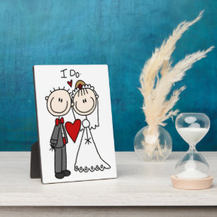 Bride & Groom Stick Figures Wedding I Do Plaque