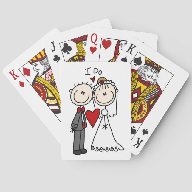 Bride & Groom Stick Figures Wedding I Do  Poker Cards (Back)