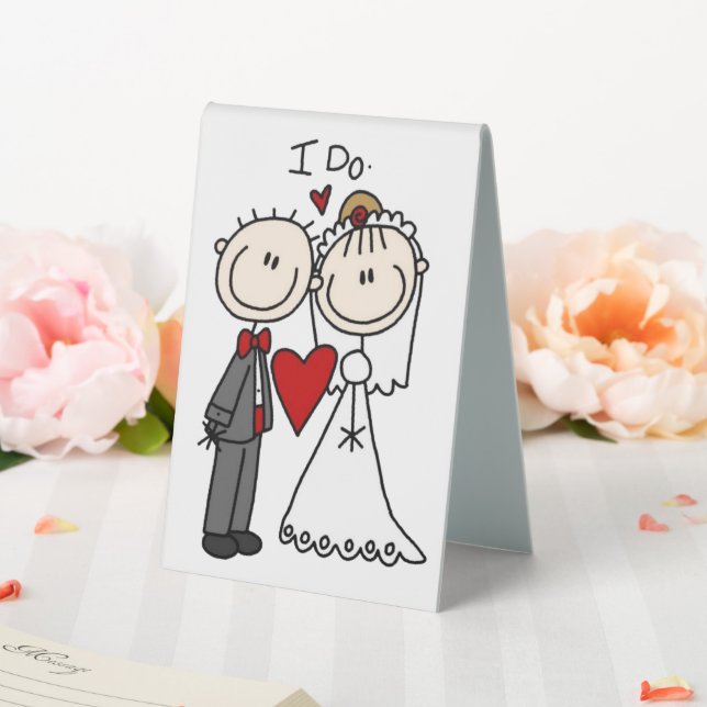 Bride & Groom Stick Figures Wedding I Do Table Tent (In SItu (Wedding))