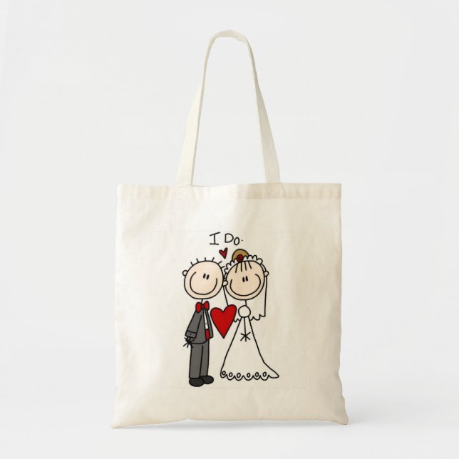 Bride & Groom Stick Figures Wedding I Do  Tote Bag (Front)