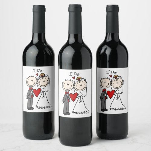Bride  Groom Stick Figures Wedding I Do  Wine Label