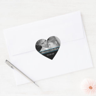 Bride & Groom Sticker Your Photo Blue Trim