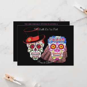 Bride & Groom Sugar Skulls Til Death Do Us Party Invitation