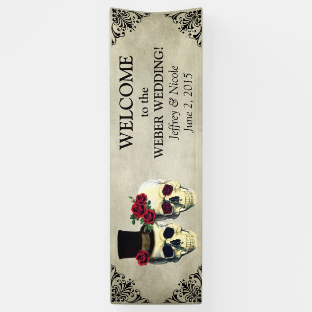 Bride & Groom Sugar Skulls Wedding Banner