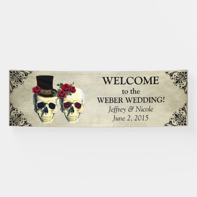 Bride & Groom Sugar Skulls Wedding Banner