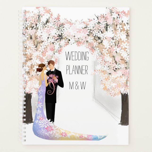 Bride Groom summer spring flowers bridal Planner (Front)