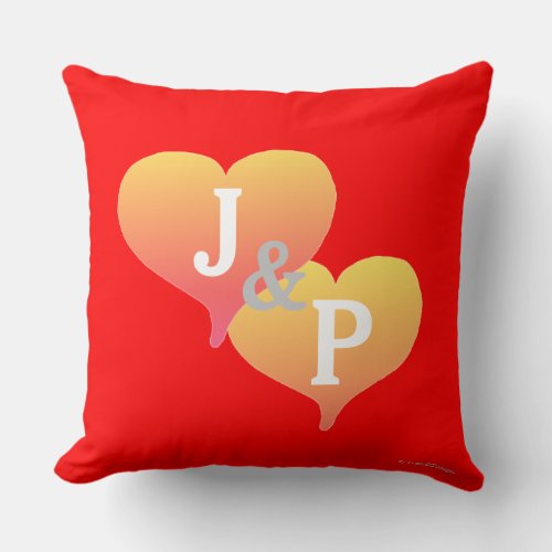 Bride Groom Sunset Hearts Red Reversible Pillow